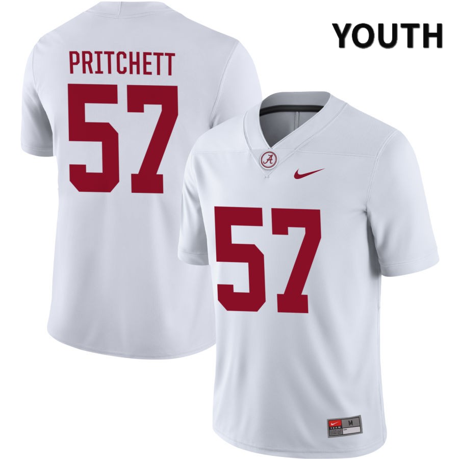 Alabama Crimson Tide Youth Elijah Pritchett #57 NIL White 2022 NCAA Authentic Stitched College Football Jersey PR16N67BG